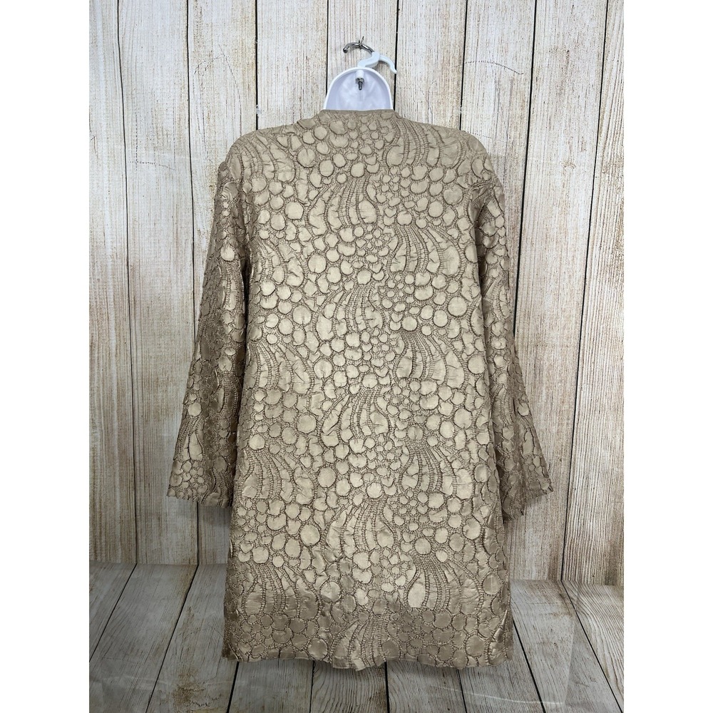 Chicos Reversible Travelers Jacket Duster Champagne Gold Ivory Open Front Sz L - Picture 4 of 7